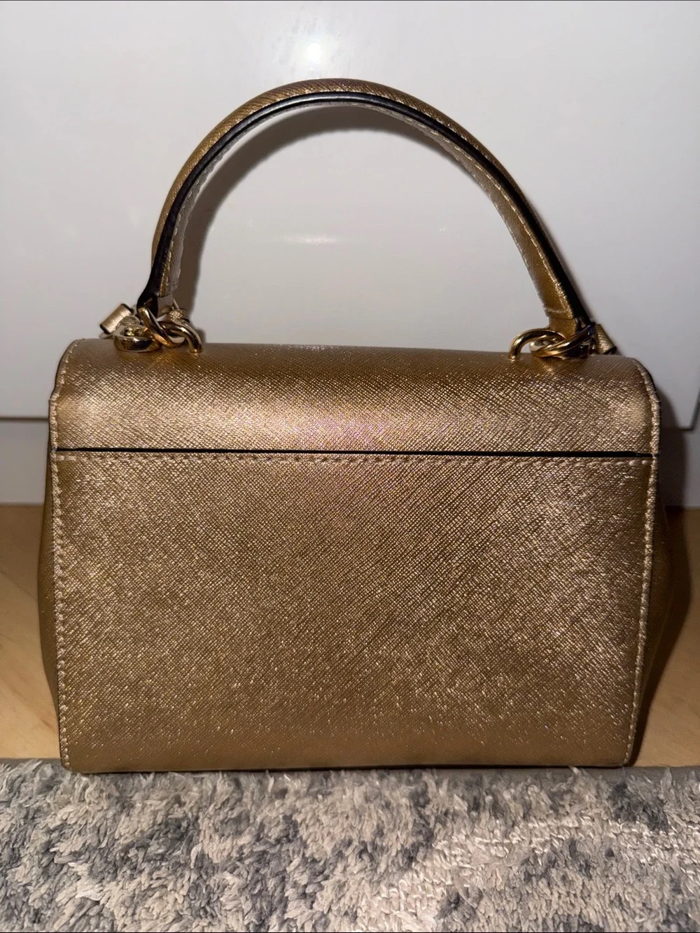 Michael Kors Ava Small Satchel in Metallic Gold Champagne finish